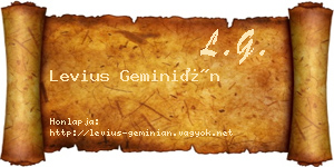Levius Geminián névjegykártya